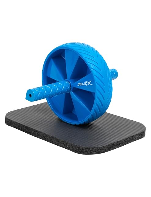 JELEX blue ab wheel with a padded knee mat