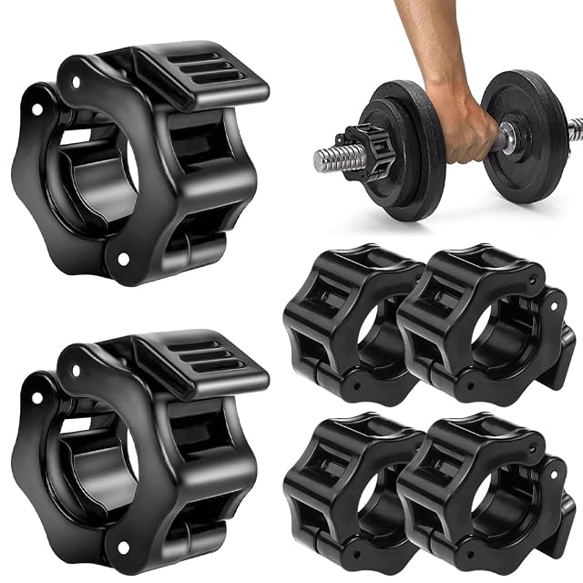mizikuu six black quick-release barbell clamps for 25 mm bars