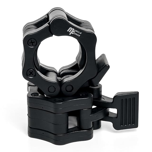 MuscleForge pair of black PVC barbell clamps for Olympic bars