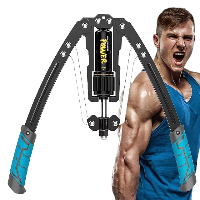LEJIEYIN hydraulic twister, black arms with turquoise grips and a knurled knob on the central cylinder