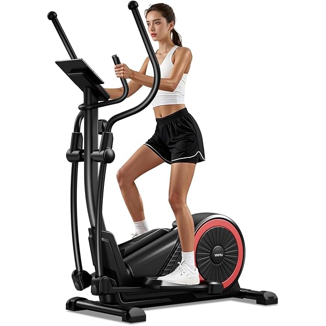CURSOR FITNESS cross trainer with a steel frame, pulse grips and LCD display