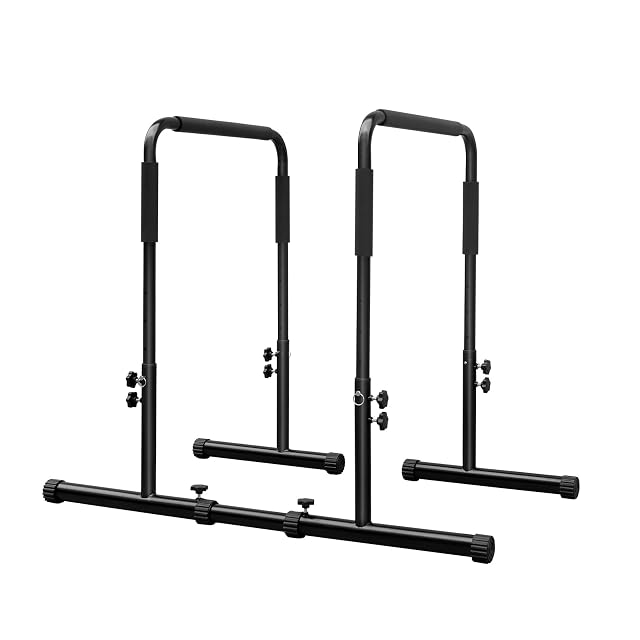 FUNJEPE adjustable steel dip bar station with rubber feet