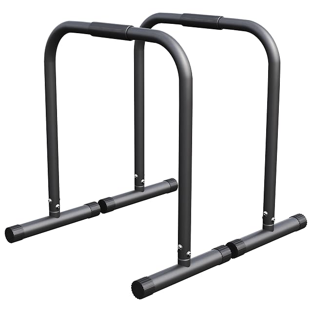 GORILLA SPORTS pair of low steel dip bars with rubber grips and foot caps