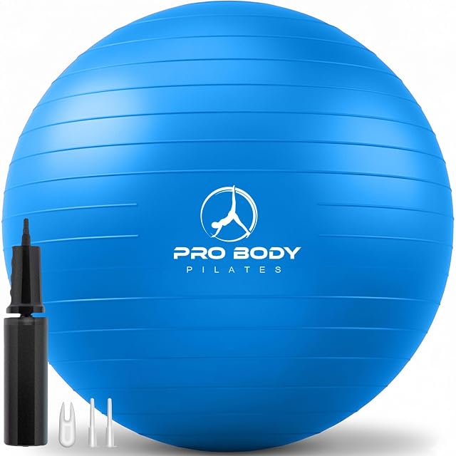 ProBody Pilates blue 65 cm stability ball with pump, plug and plug remover