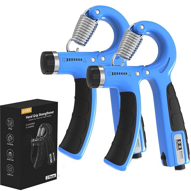U-VKK pair of blue adjustable hand grippers with counters