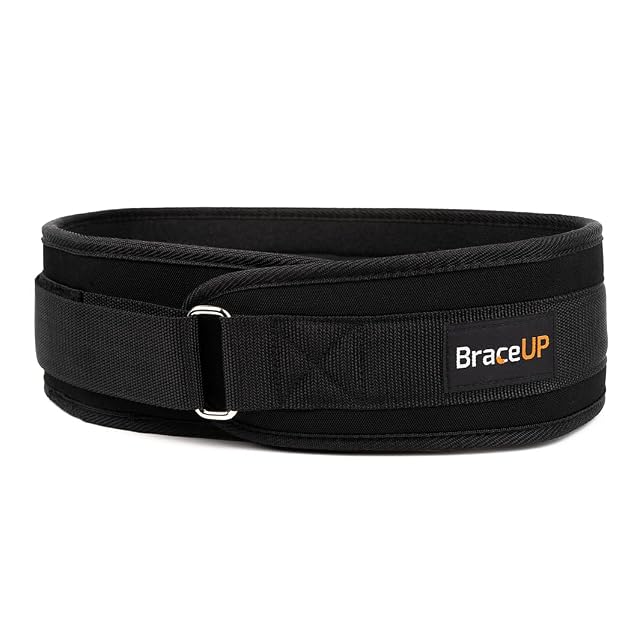BraceUP black 10 cm weightlifting belt with hook-and-loop closure