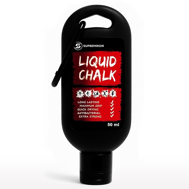 SUPREMIKON black 50 ml flask with a red label and a moulded carabiner loop at the shoulder