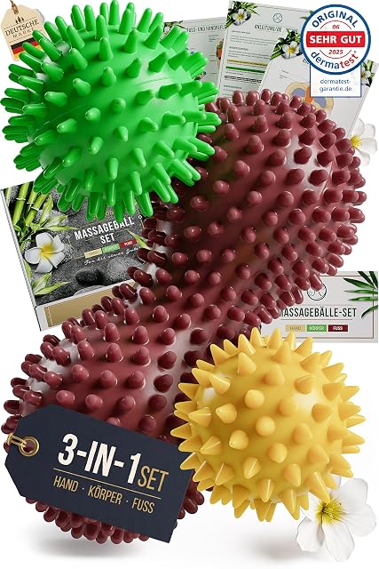 HELDSON set of three spiky massage balls including a peanut ball
