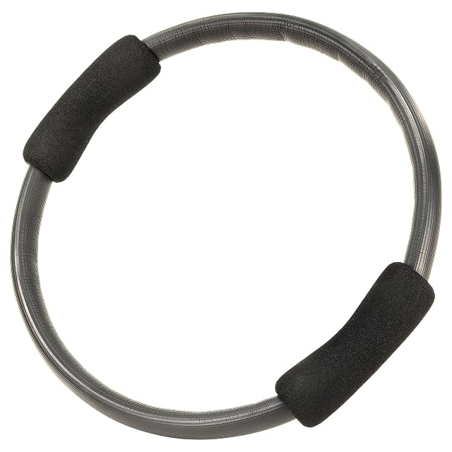 MAXXIVA ribbed grey pilates ring with a black foam grip on each side