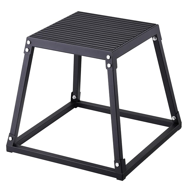 VEVOR black steel plyometric jump box with textured silicone top surface