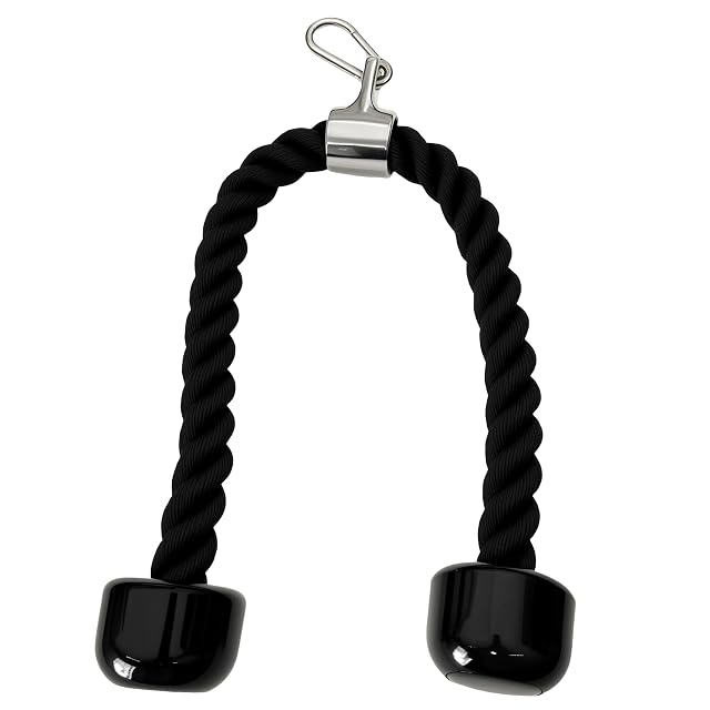 qibylift black twisted nylon rope with moulded end stops and a chromed swivel clip at the top