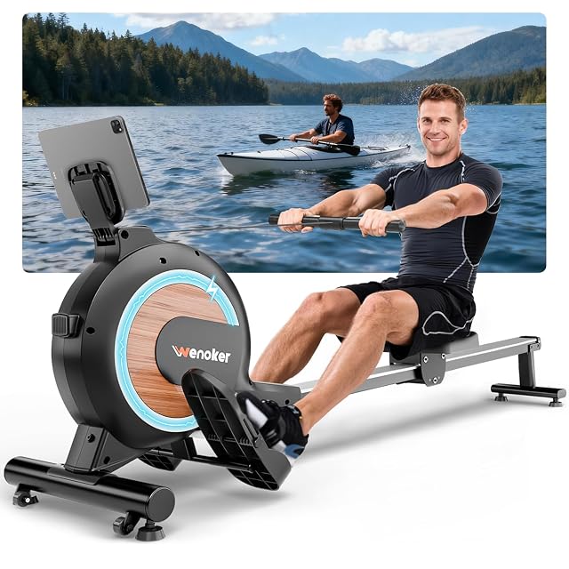 Wenoker electromagnetic rowing machine with LED display and tablet holder