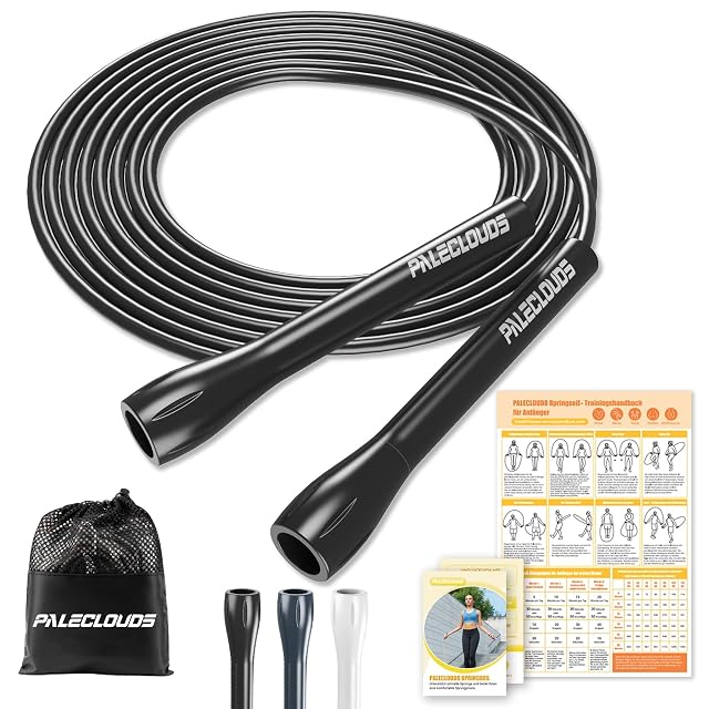 Paleclouds skipping rope with teardrop ABS handles and a mesh bag