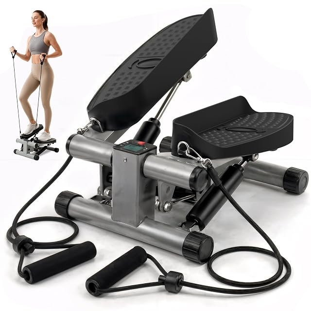 Niceday mini stepper with resistance bands and an LCD monitor