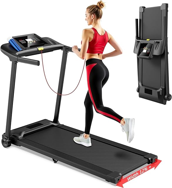 Avnbdao folding treadmill with a wide running belt and a programme display