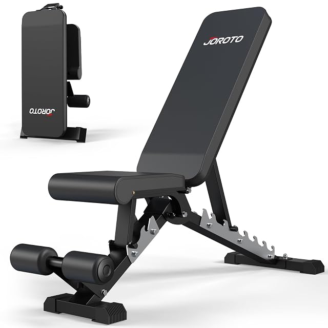 JOROTO MD60 adjustable folding bench in black with thick PU leather padding