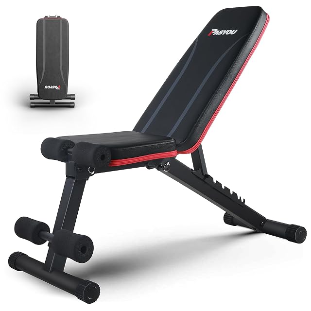 PASYOU PA300 folding adjustable bench in black with a triangular frame design