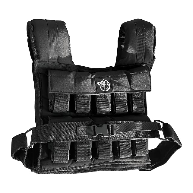 GORILLA SPORTS black weighted vest with removable iron weights and embroidered logo